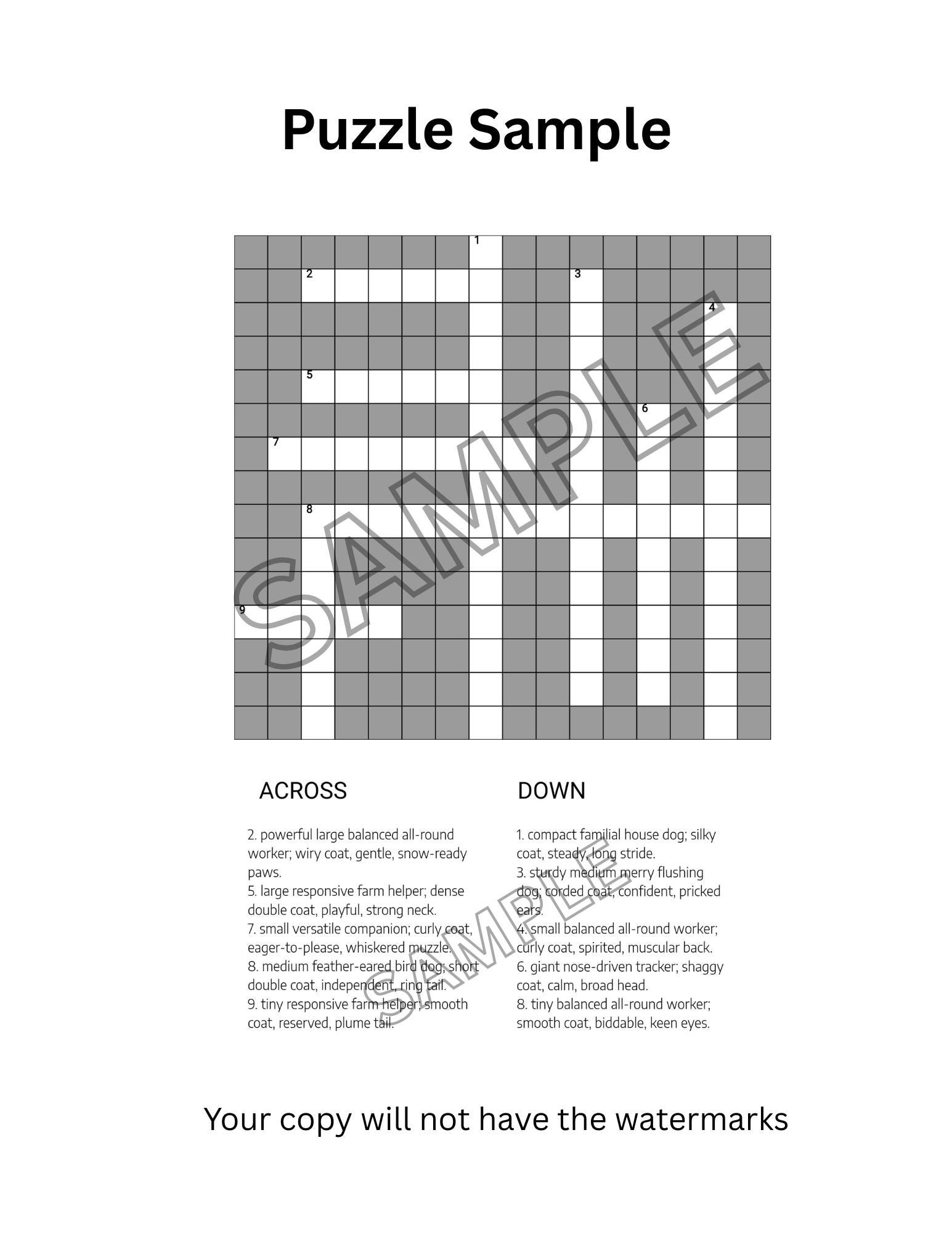 Dog Breed Crossword Puzzle Printable 300 Clues PDF Instant Download Brain Game For Adults Etsy Dog Breed Crossword Puzzle Printable 300 Clues PDF Instant Download Brain Game For Adults Etsy