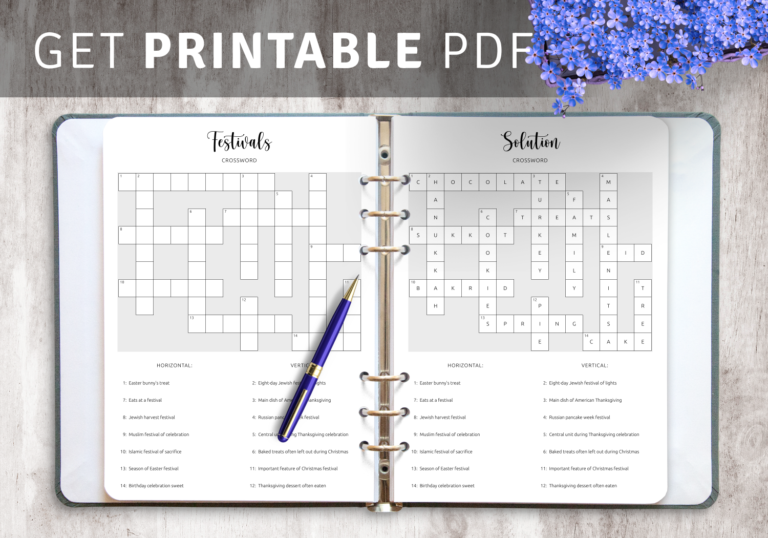 Download Printable Festivals Crossword Puzzle PDF Celebrate Global Festivities