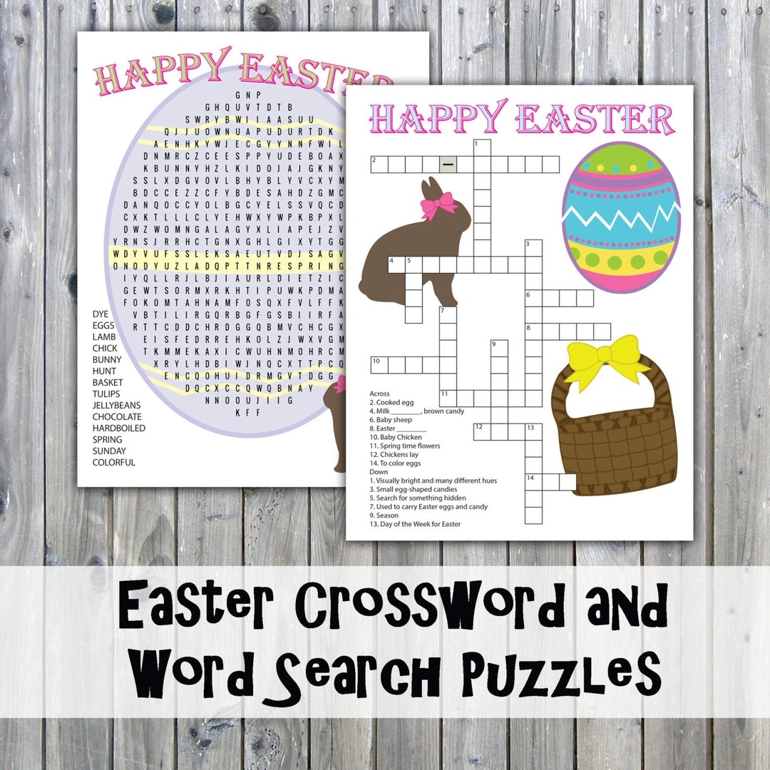 Easter Crossword Puzzle And Word Search Party Game Printables Instant Download Etsy Canada