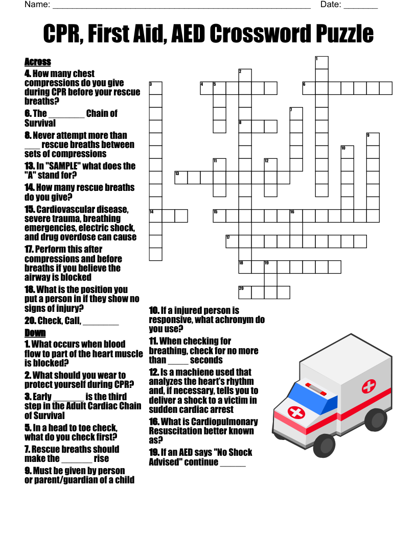 Emergency First Aid And Shock Crossword WordMint