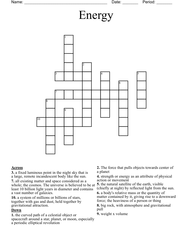 Energy Crossword WordMint Energy Crossword WordMint