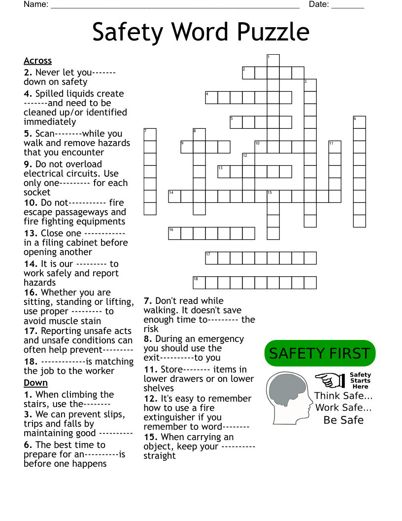 Fire Safety Crossword Puzzle WordMint