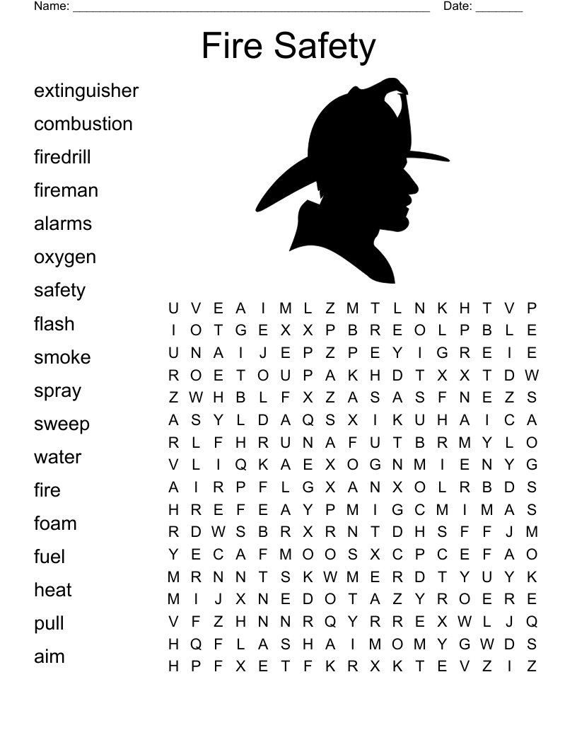 Fire Safety Crossword Puzzle WordMint