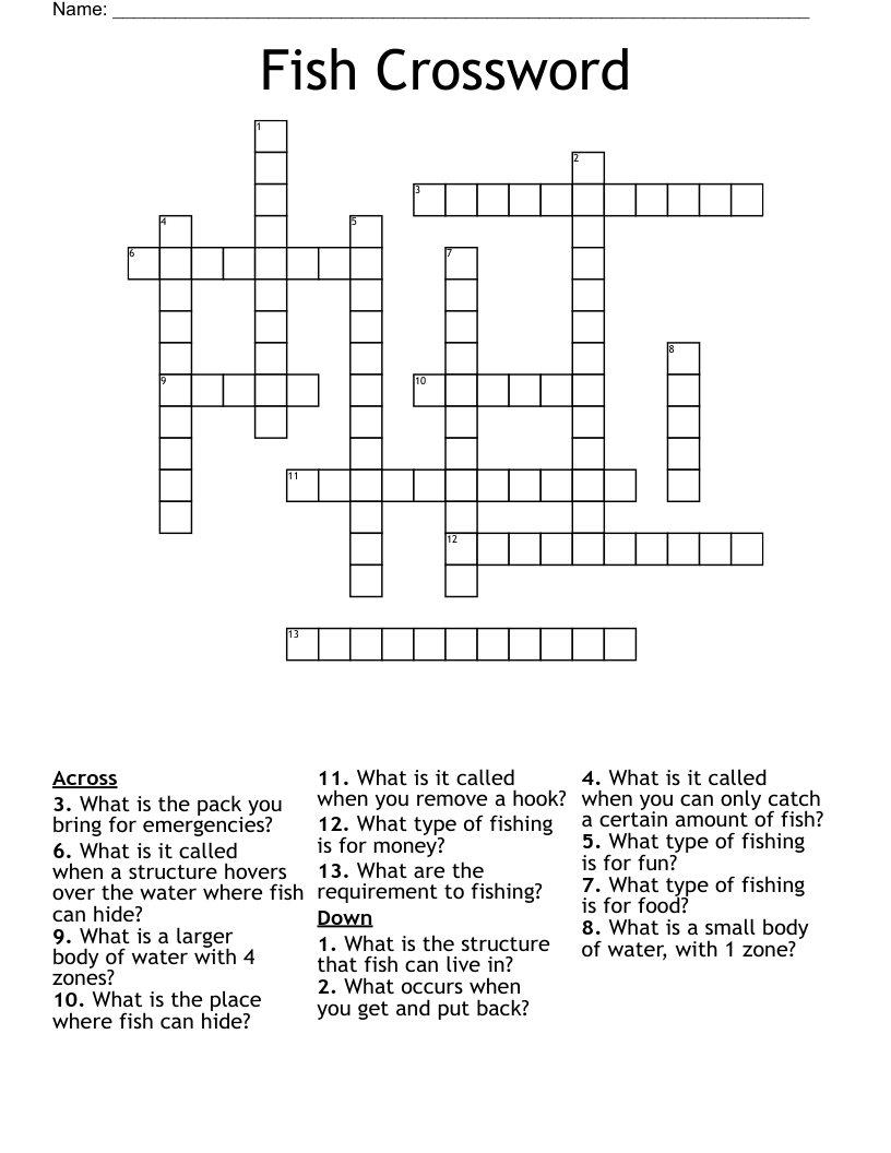Fish Crossword WordMint