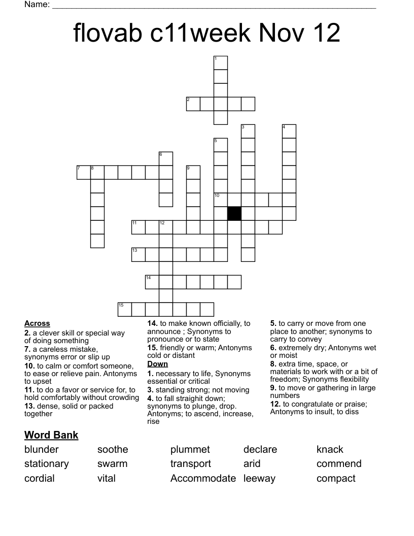 Flovab C11week Nov 12 Crossword WordMint