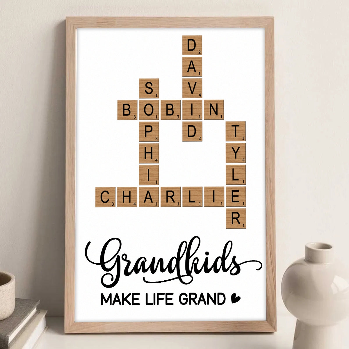 For Self service Grandkids Make Life Grand Crossword Personalized Custom Crystal Led Light Grandkids Wall Hanging Wooden Signs