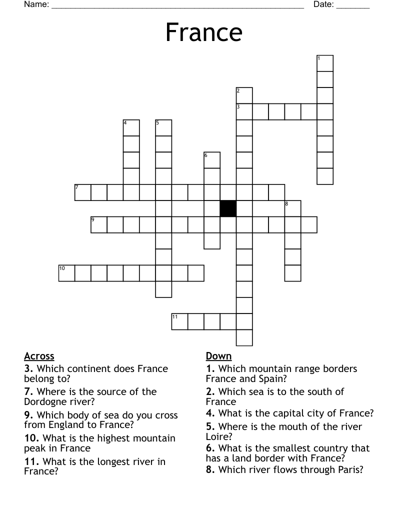 France Crossword WordMint