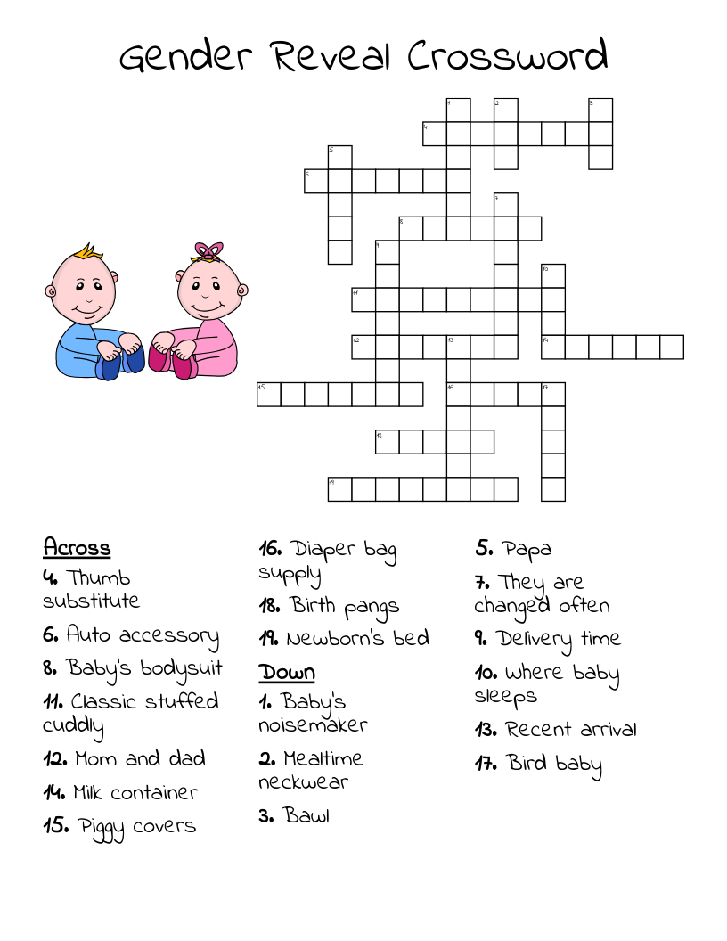 Gender Reveal Crossword WordMint