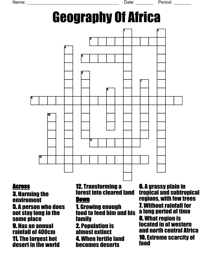 Geography Of Africa Crossword WordMint Geography Of Africa Crossword WordMint
