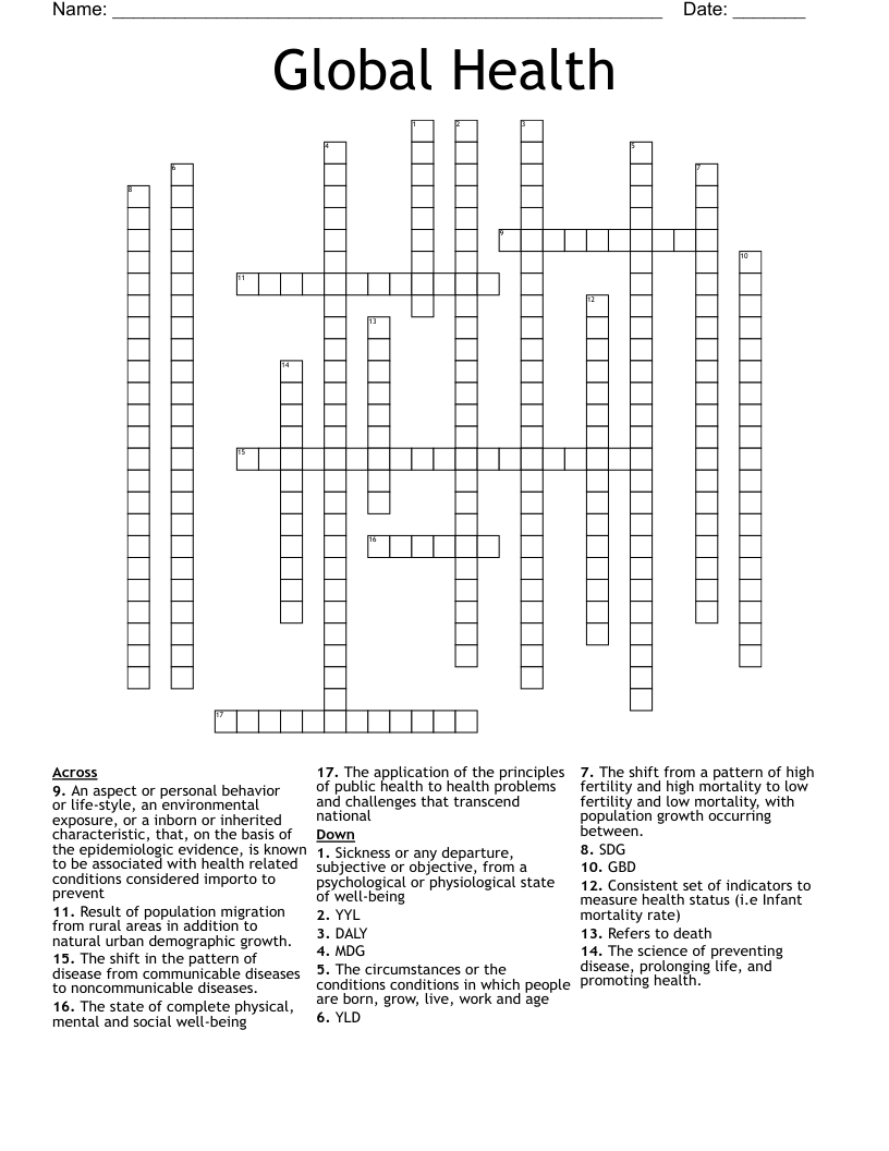 Global Health Crossword WordMint