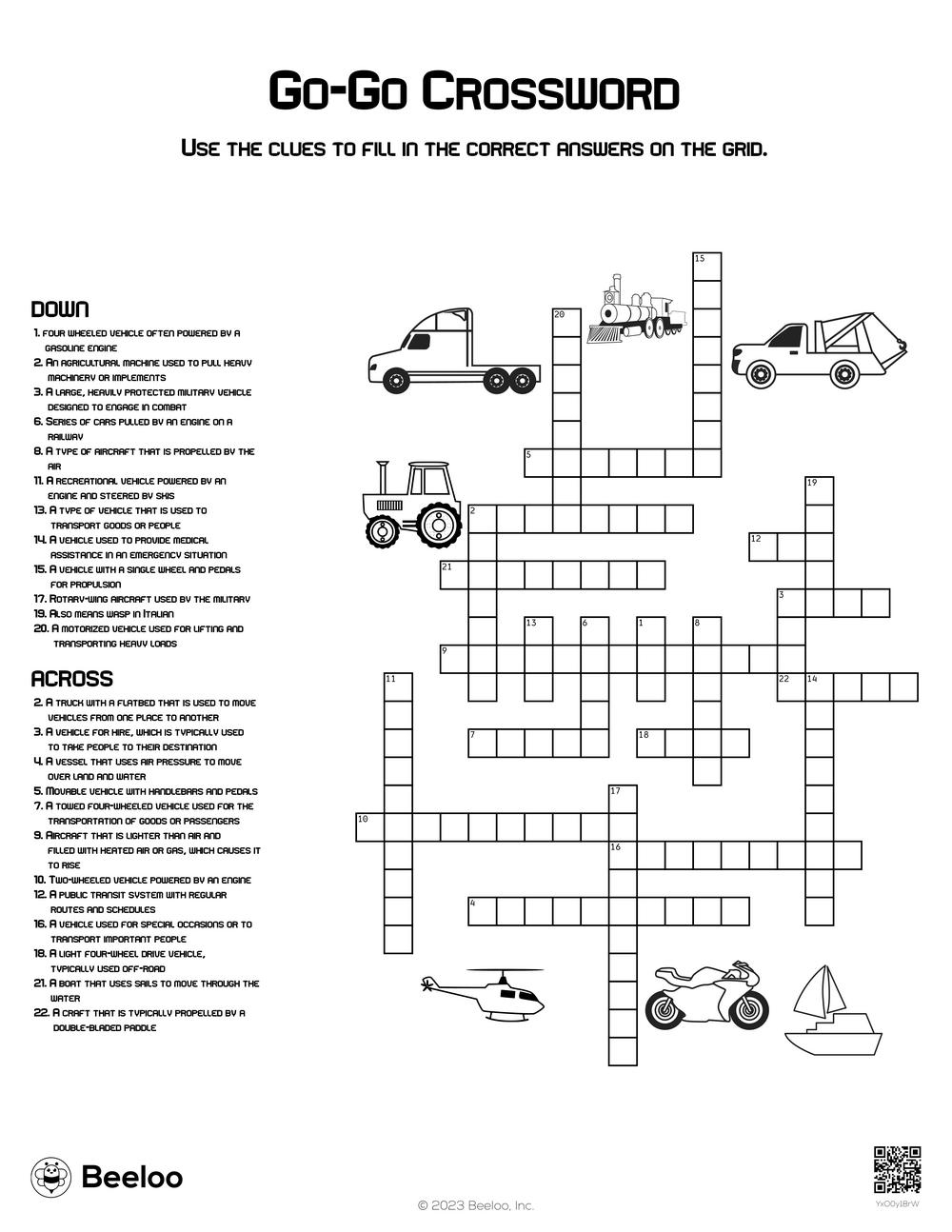 Go Go Crossword Beeloo Printable Crafts And Activities For Kids Go Go Crossword Beeloo Printable Crafts And Activities For Kids
