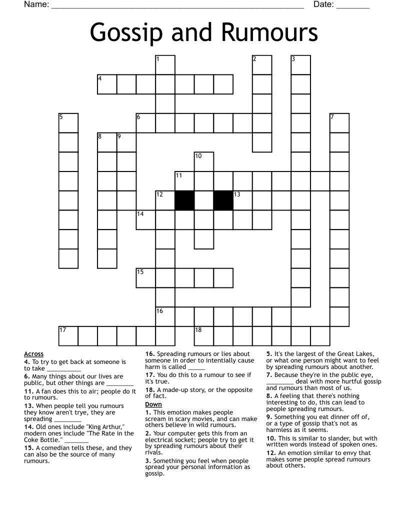 Gossip And Rumours Crossword WordMint Gossip And Rumours Crossword WordMint