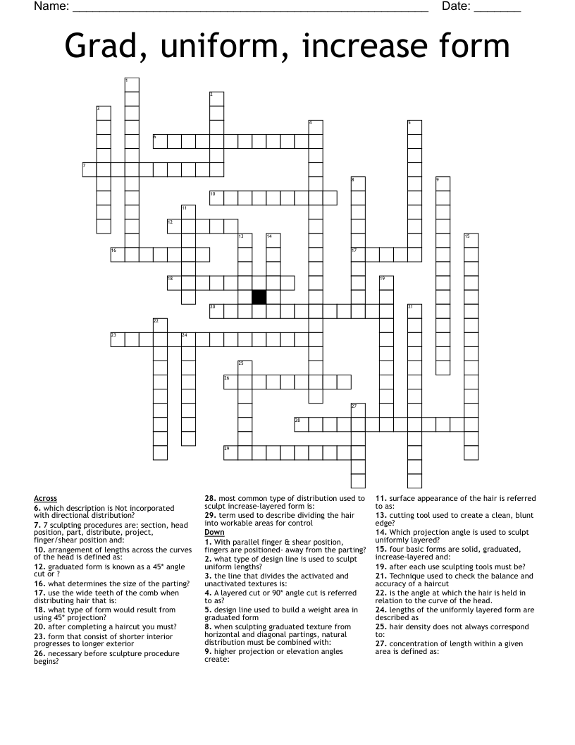 Grad Uniform Increase Form Crossword WordMint
