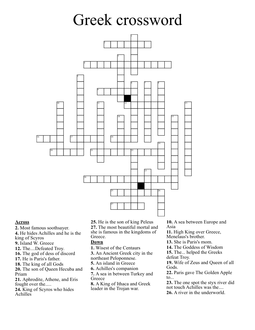 Greek Crossword WordMint Greek Crossword WordMint