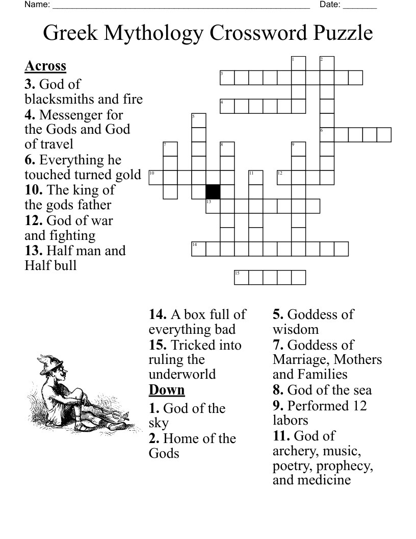 Greek Mythology Crossword Puzzle WordMint Greek Mythology Crossword Puzzle WordMint