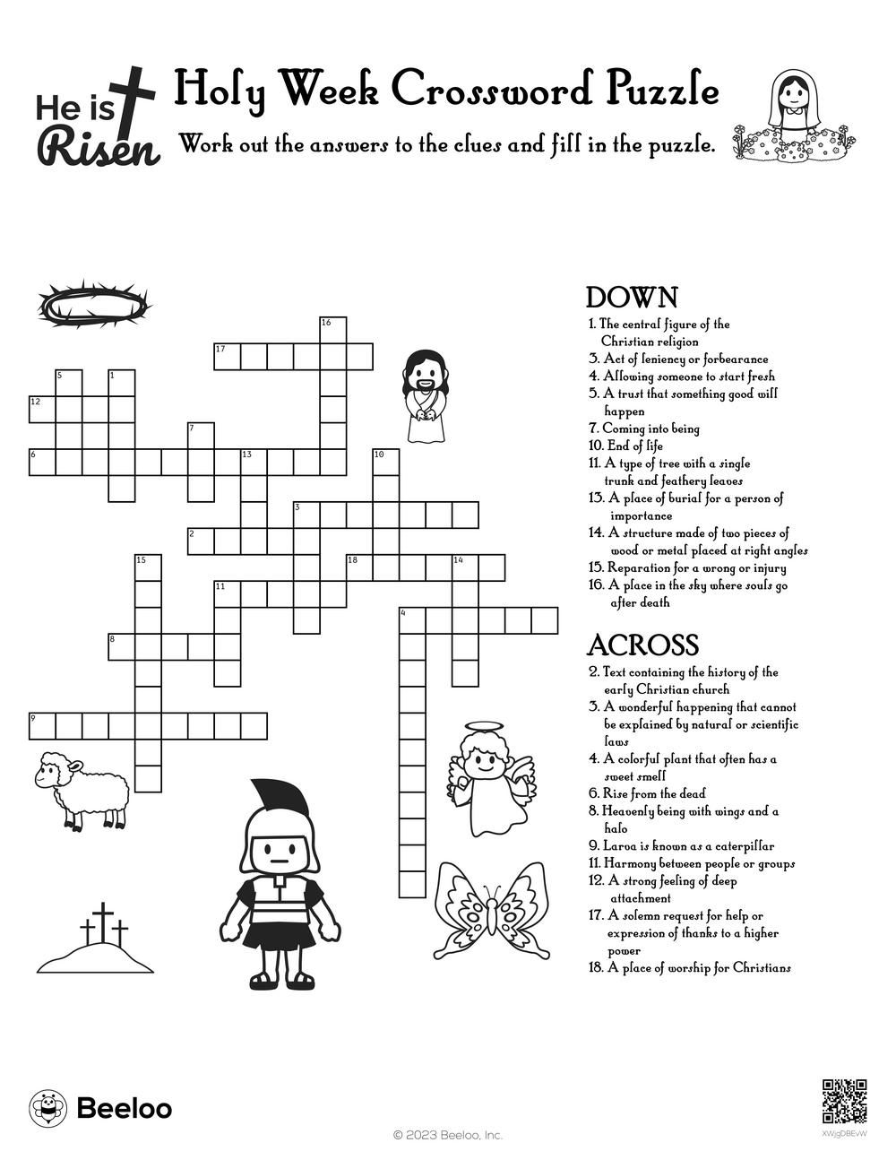 Holy Week Crossword Puzzle Beeloo Printable Crafts And Activities For Kids