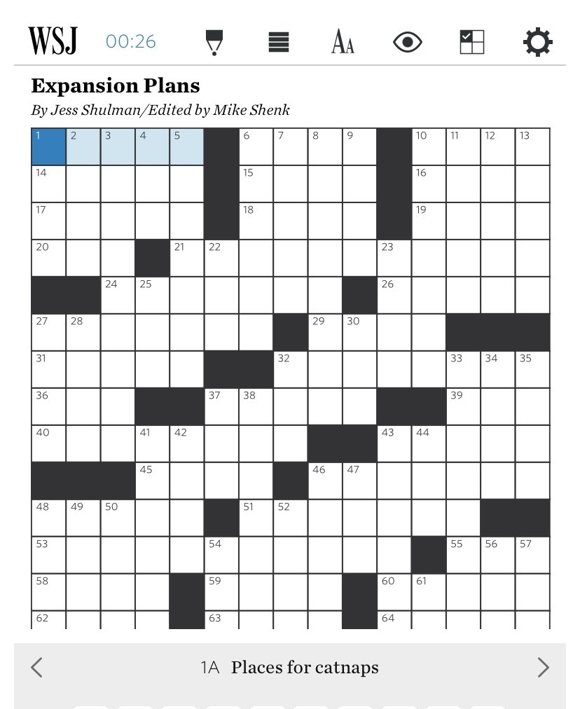I Have Today s WSJ Crossword Puzzle My First With Them hope You Enjoy It Https t co i61ACqbSIH