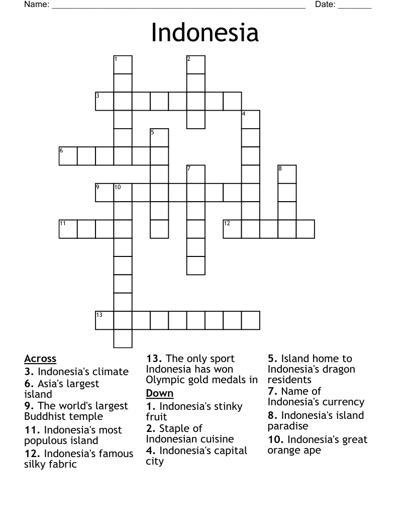Indonesia Crossword WordMint