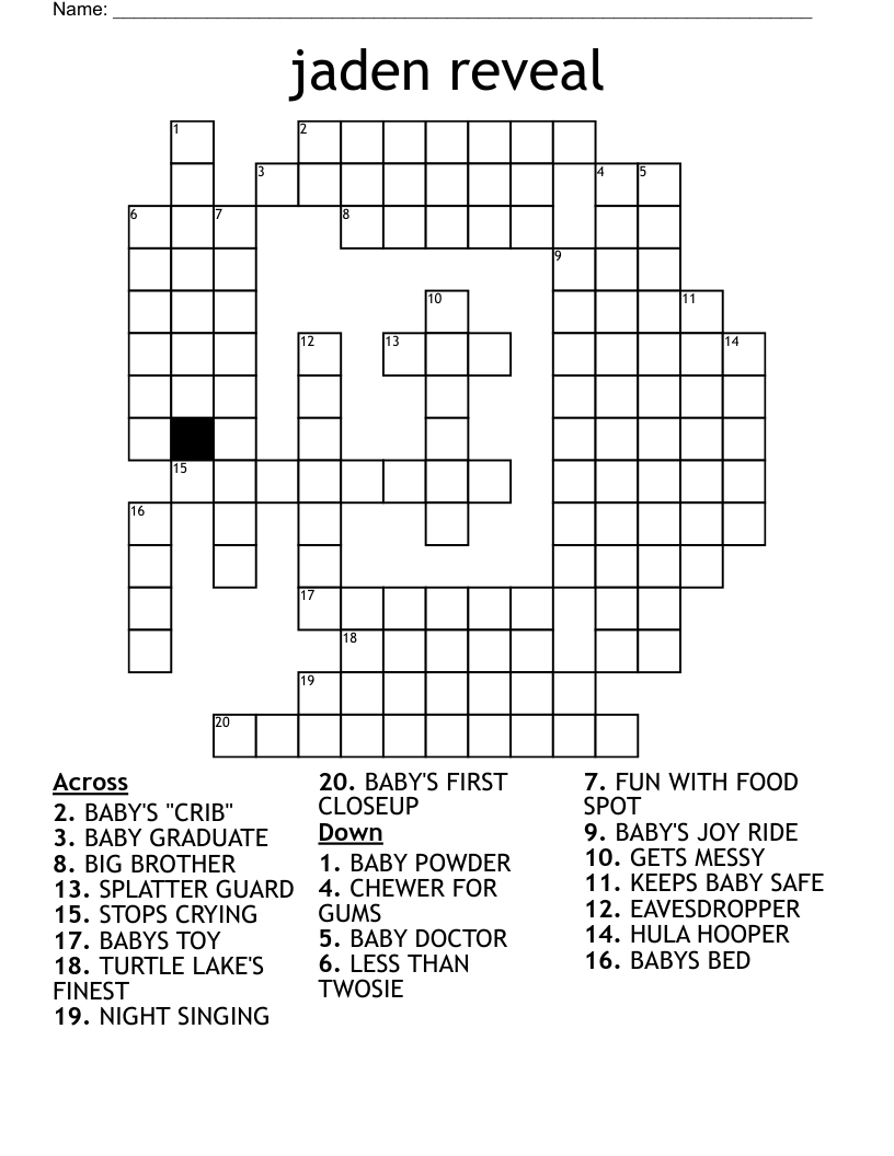 Jaden Reveal Crossword WordMint