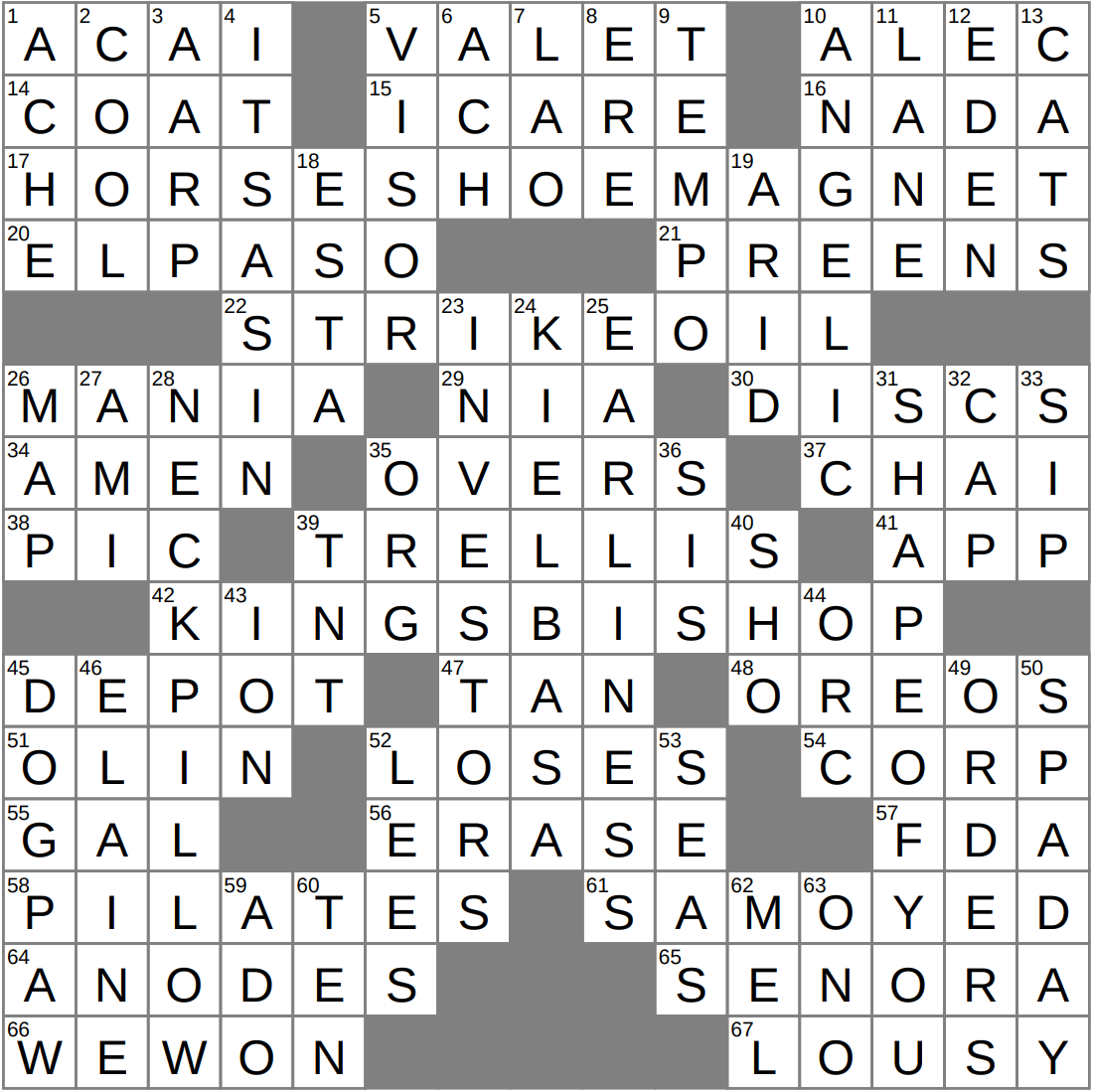 LAXCrossword Answers To The Los Angeles Times Crossword