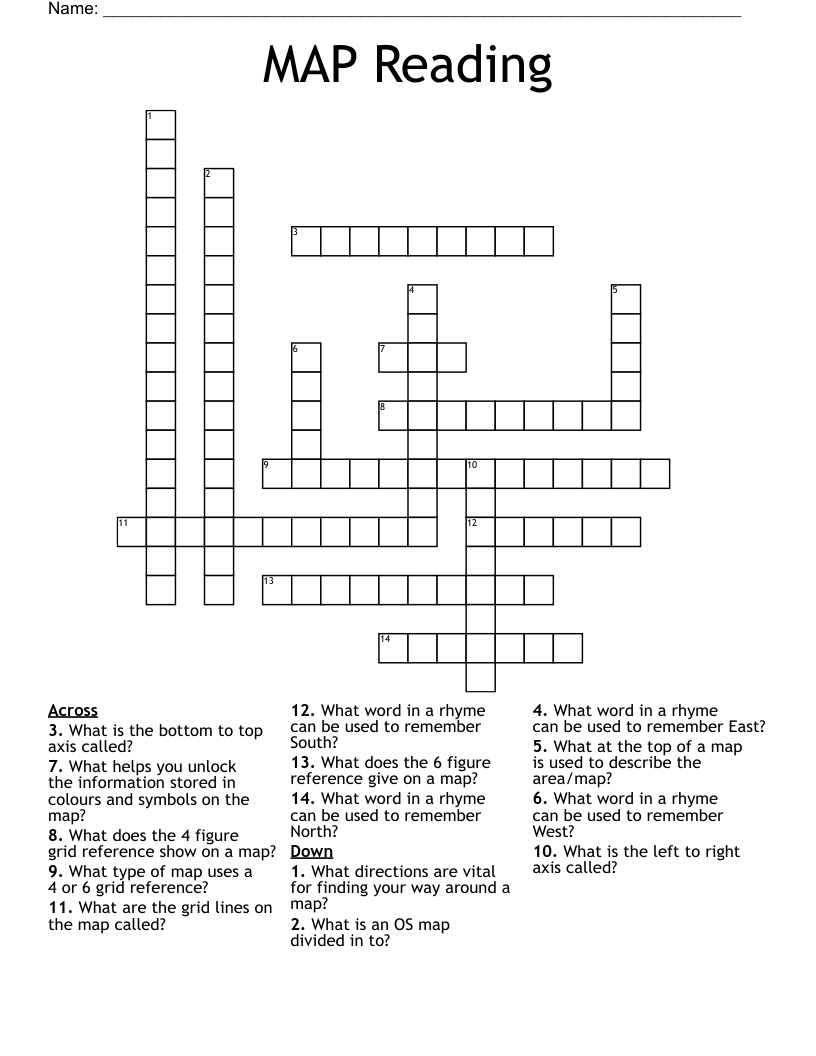 MAP Reading Crossword WordMint MAP Reading Crossword WordMint