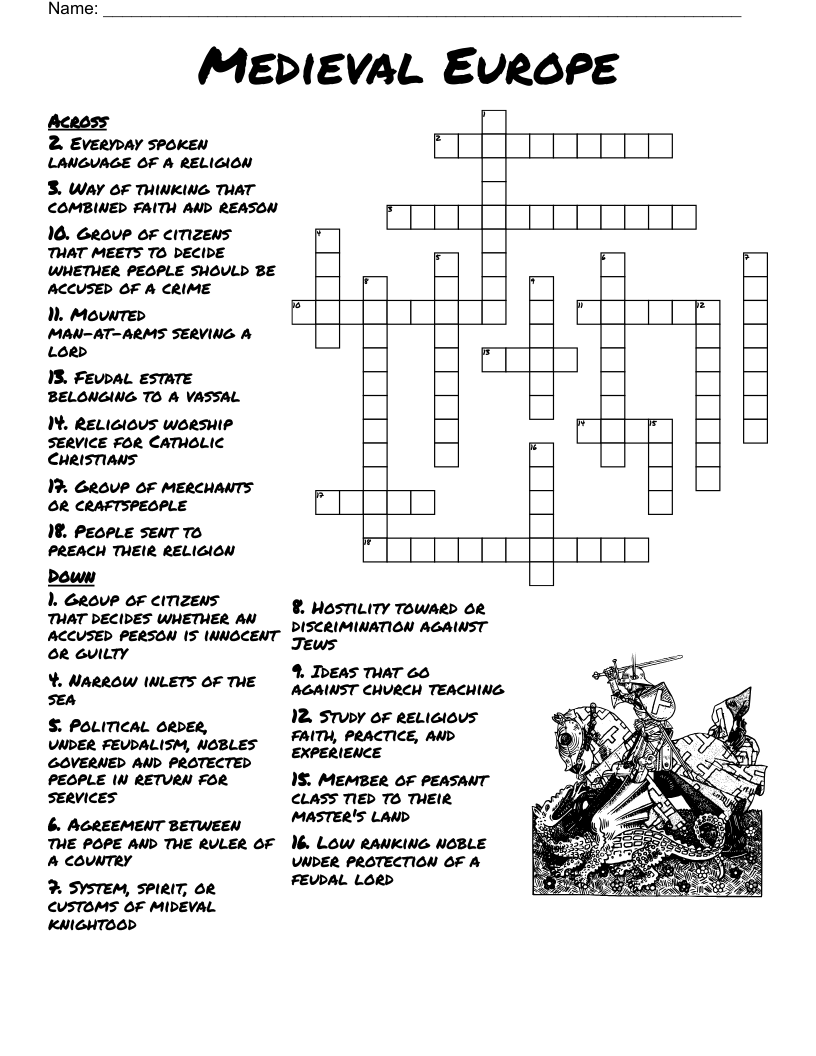 Medieval Europe Crossword WordMint