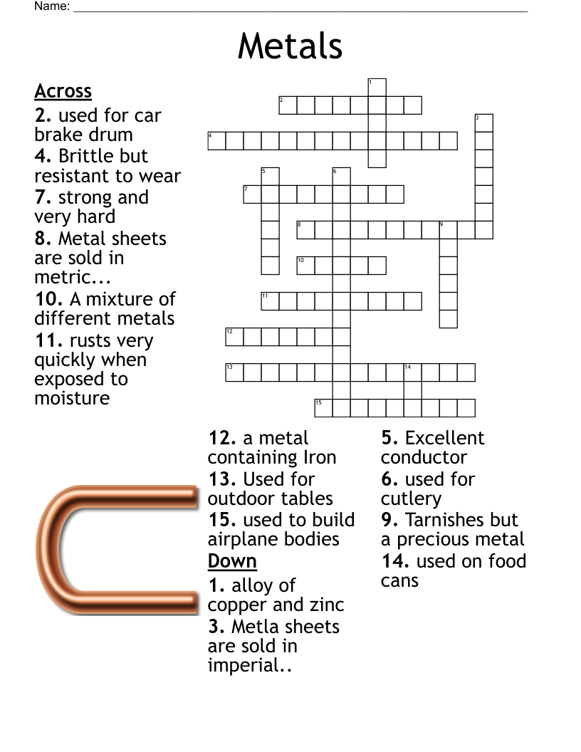 Metals Crossword WordMint
