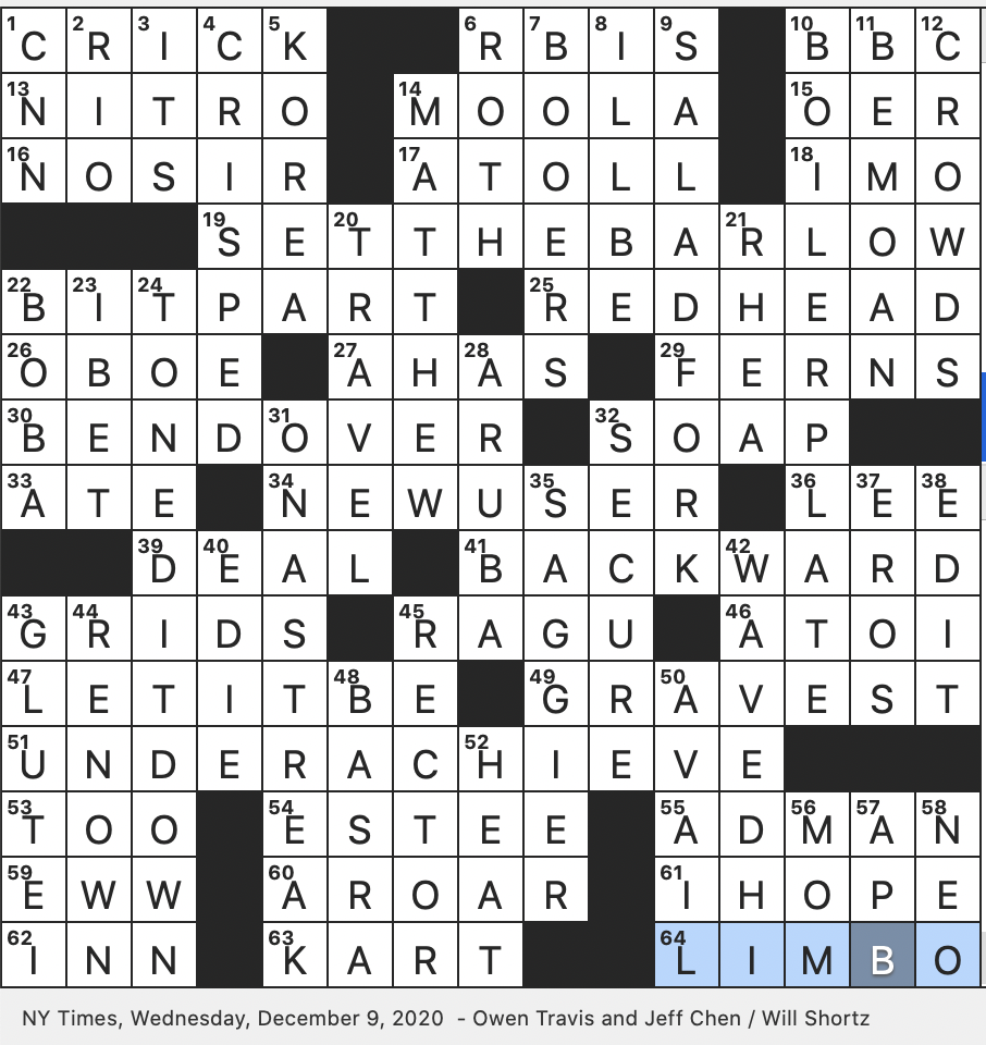 Mideast Port That Was Home To Sinbad The Sailor WED 12 9 20 Remnant Of An Oceanic Volcano Utensil Farthest Left In A Five piece Place Setting One Taking A Bow For Getting Couples Together Rex Parker Does The NYT Crossword Puzzle