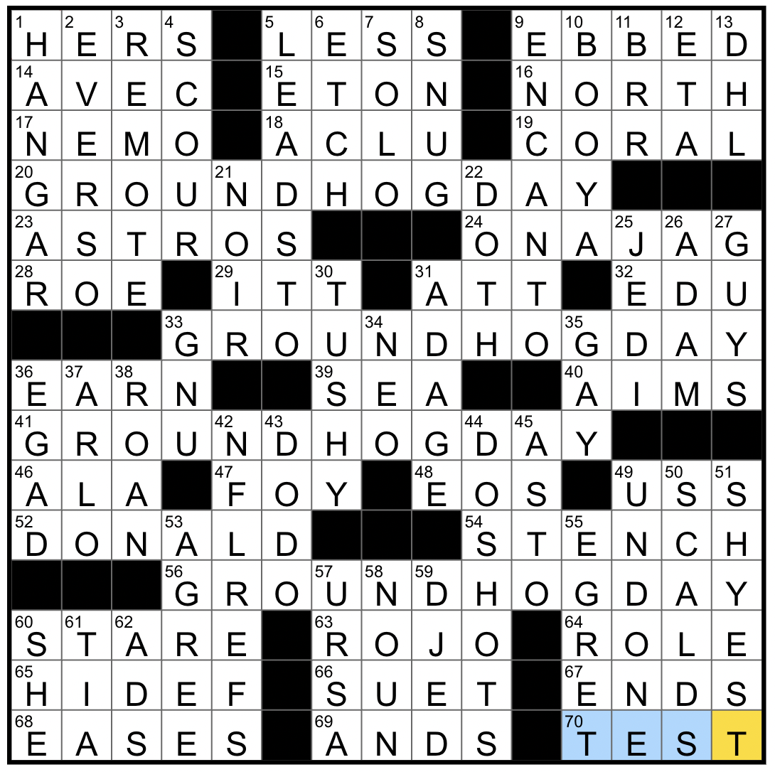 Monday February 2 2026 Diary Of A Crossword Fiend