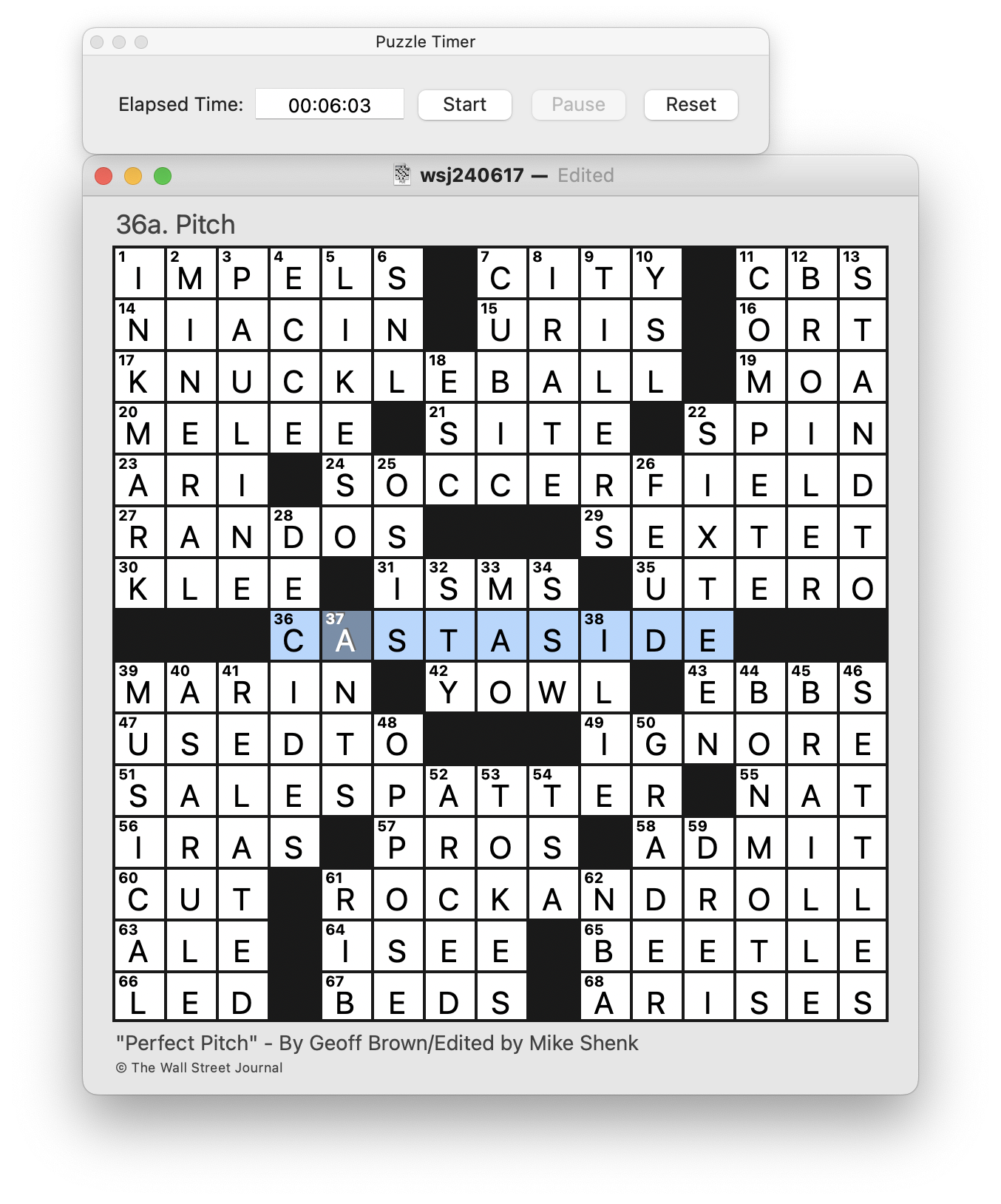 wall street journal crossword answers today
