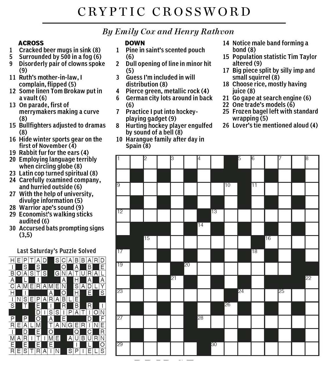 National Post Cryptic Crossword Forum Saturday August 29 2015 Rodent In Pain
