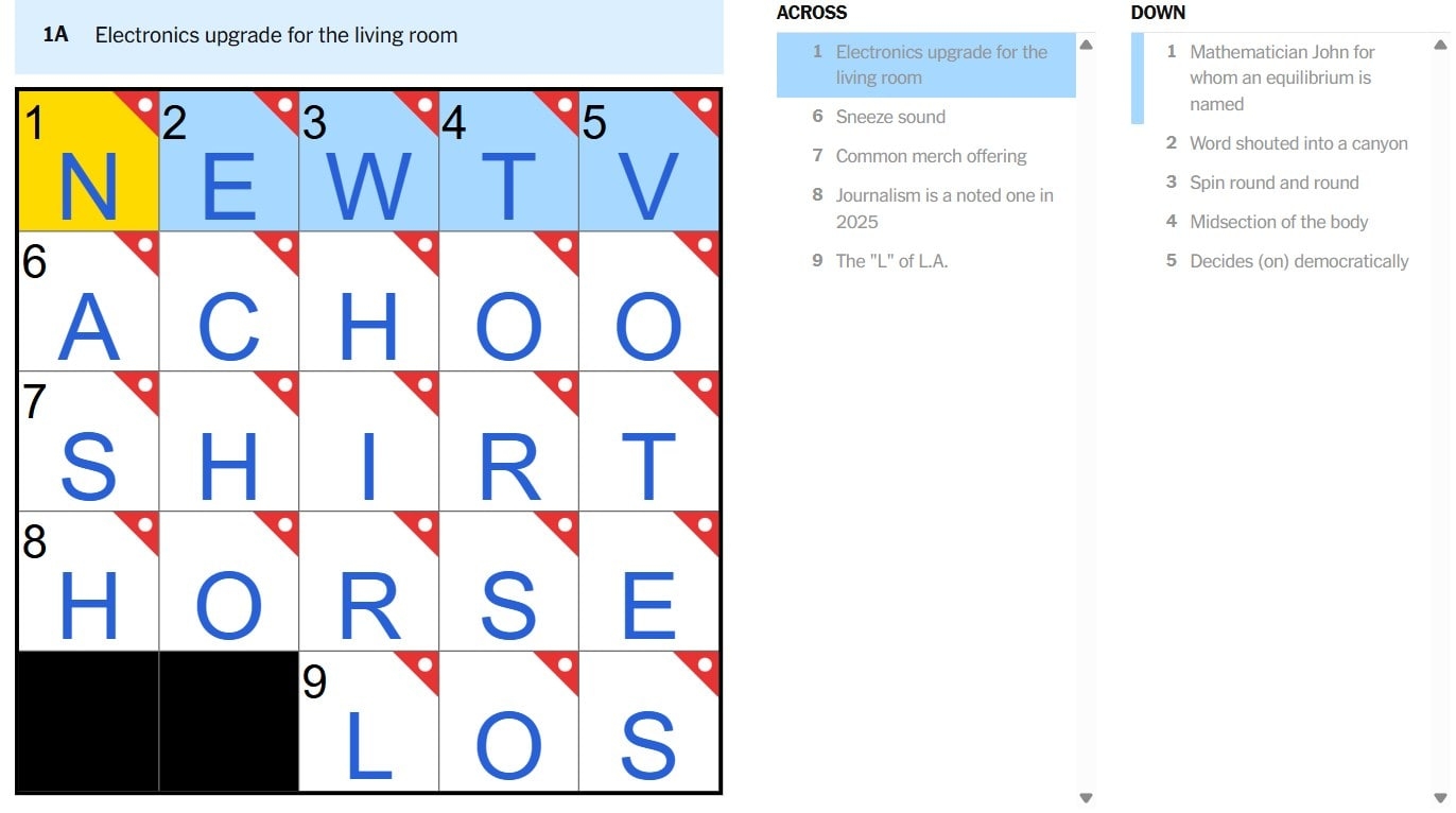 NYT Mini Crossword June 19 2025 What Is Electronics Upgrade For The Living Room Answer H2S Media