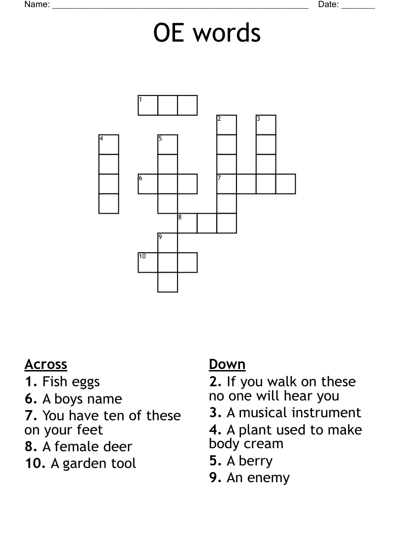 OE Words Crossword WordMint