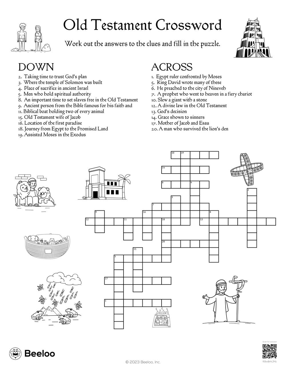 Old Testament Crossword Beeloo Printable Crafts And Activities For Kids