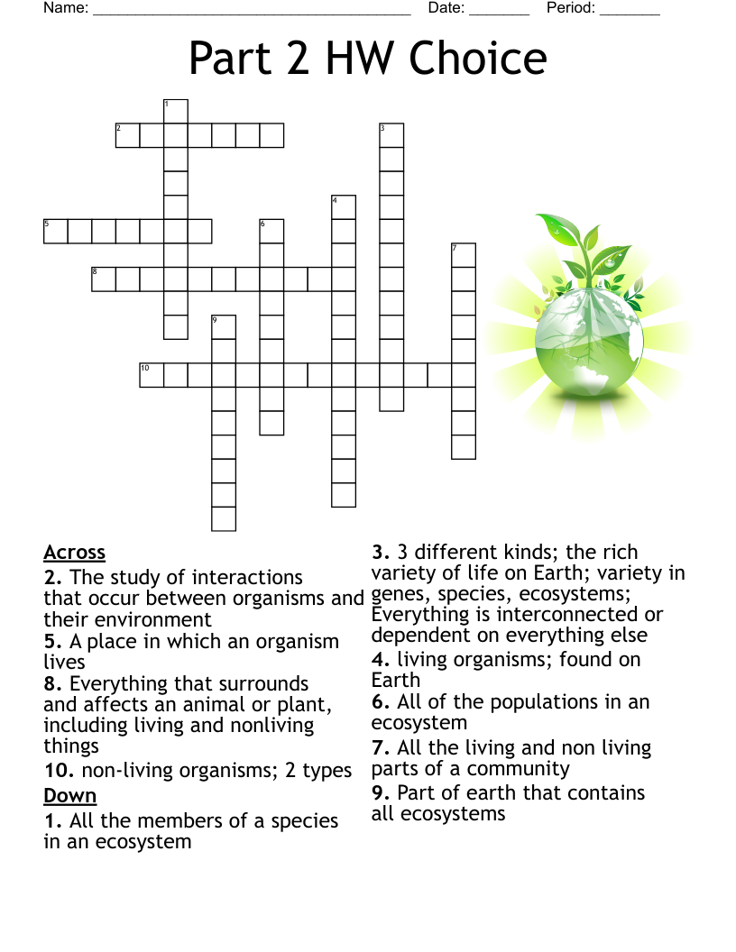 Part 2 HW Choice Crossword WordMint