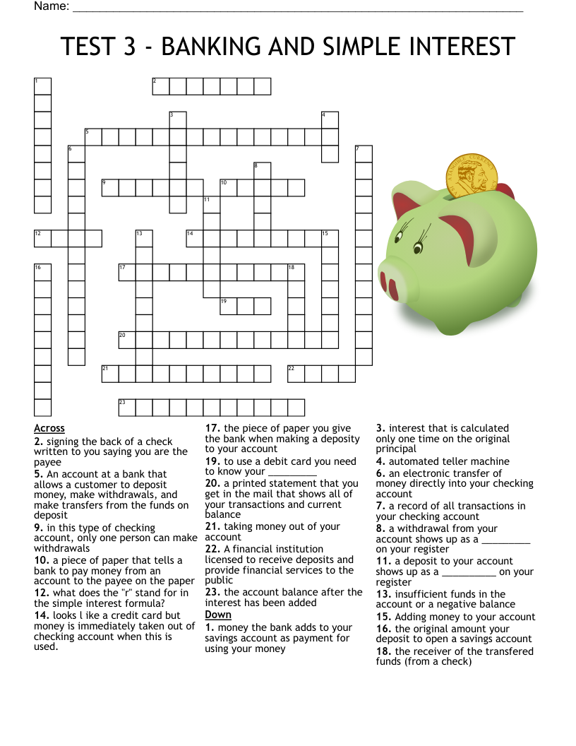 Parts Of A Check Crossword WordMint
