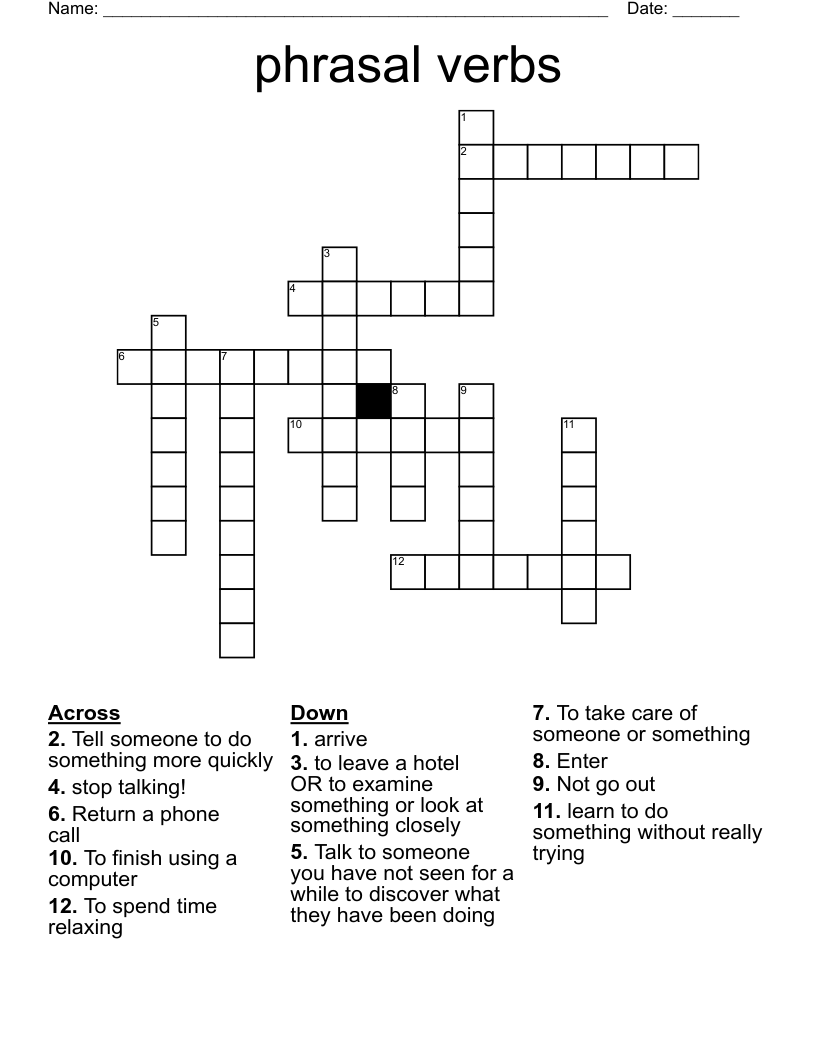 Phrasal Verbs Crossword WordMint