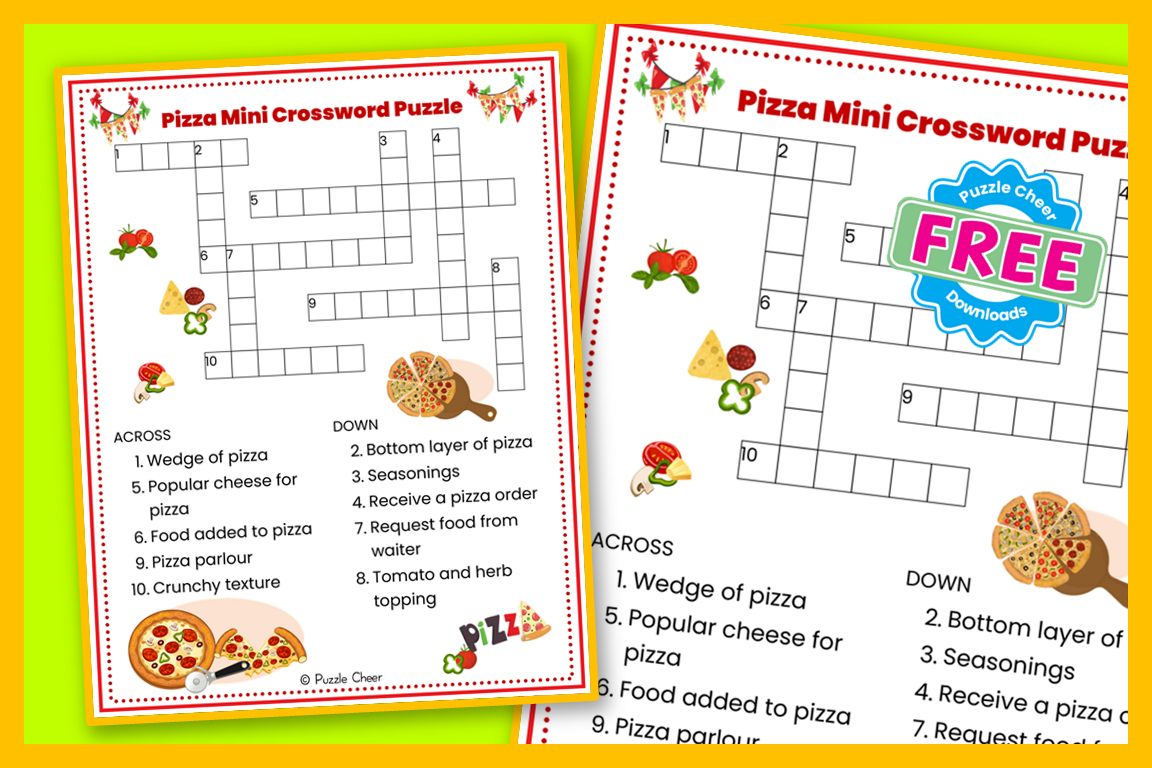 Pizza Mini Crossword Puzzle Puzzle Cheer