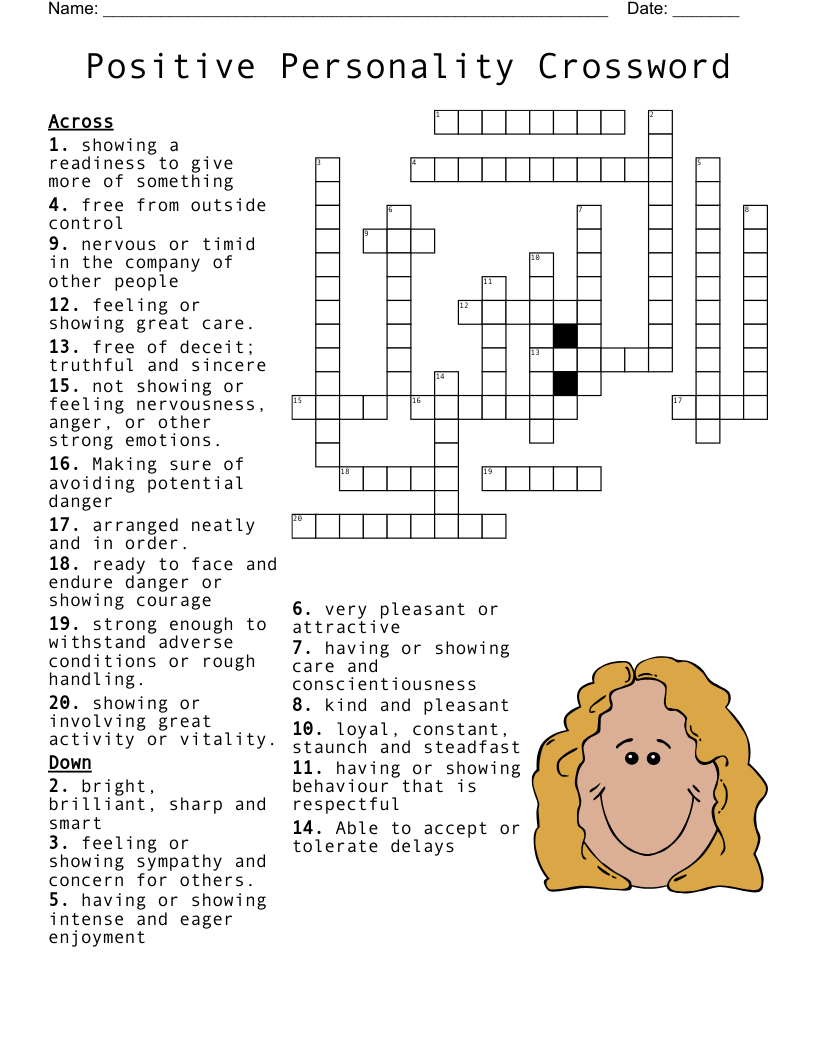 Positive Personality Crossword WordMint