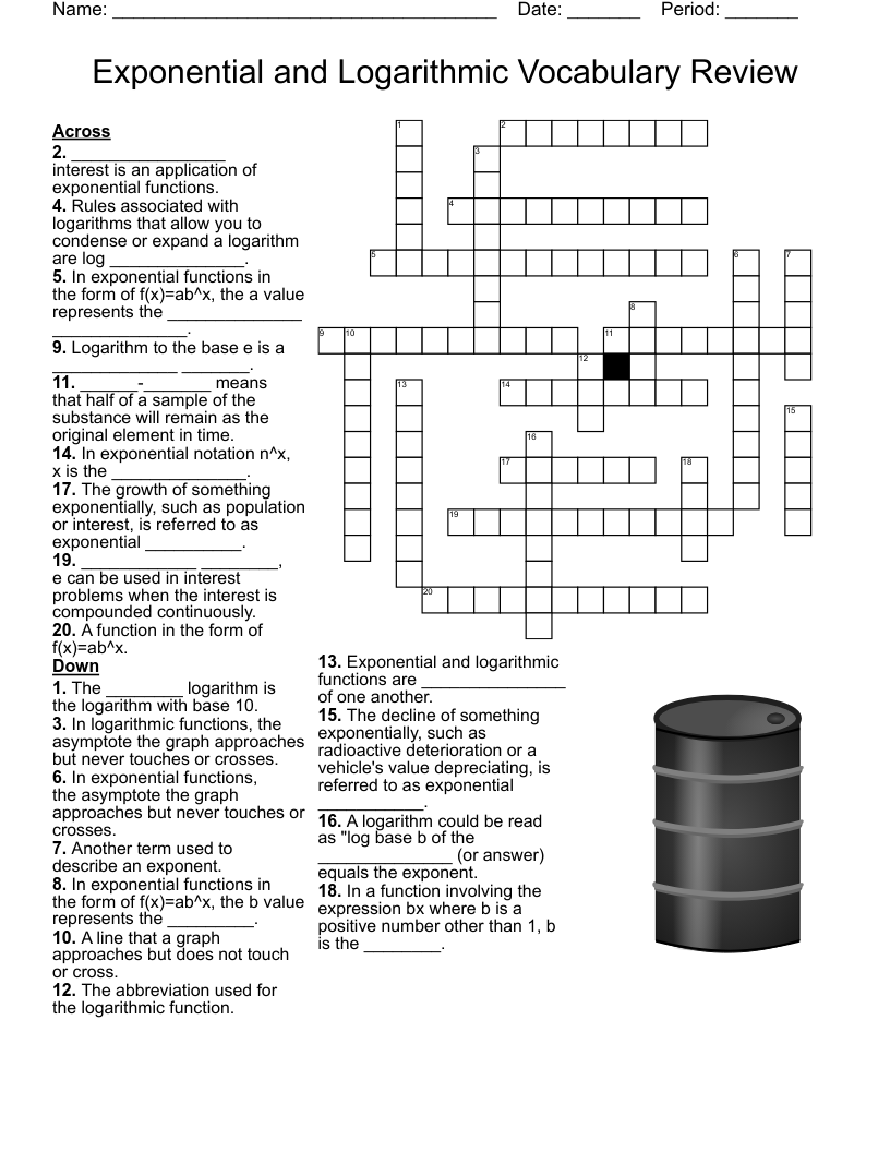 Pre Cal Graph Trig Functions Crossword WordMint