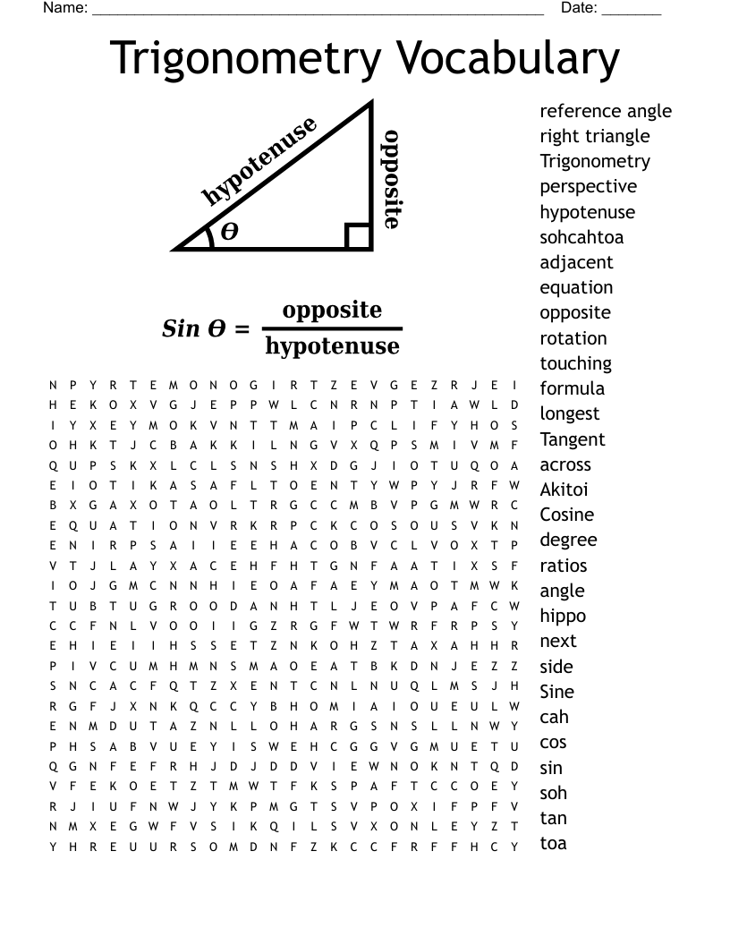Pre Cal Graph Trig Functions Crossword WordMint