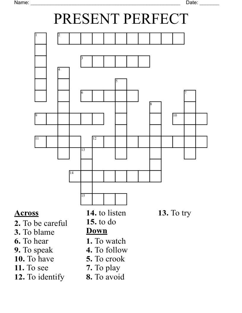 PRESENT PERFECT Crossword WordMint