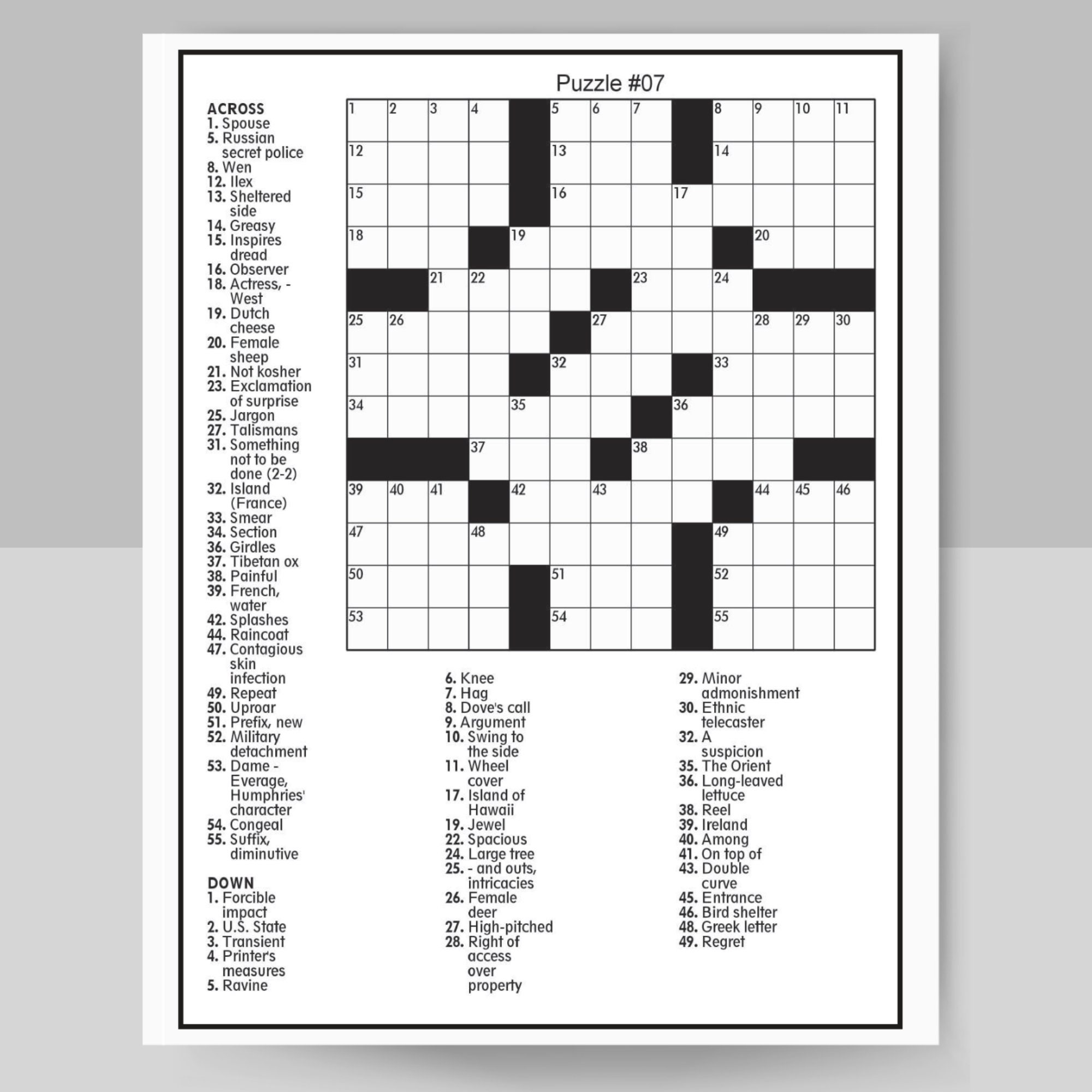 Printable Crossword Puzzles For Adults Seniors 100 Pages digital Download Etsy Israel