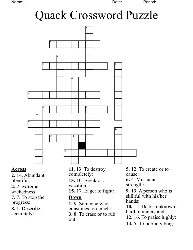 Quack Crossword Puzzle WordMint