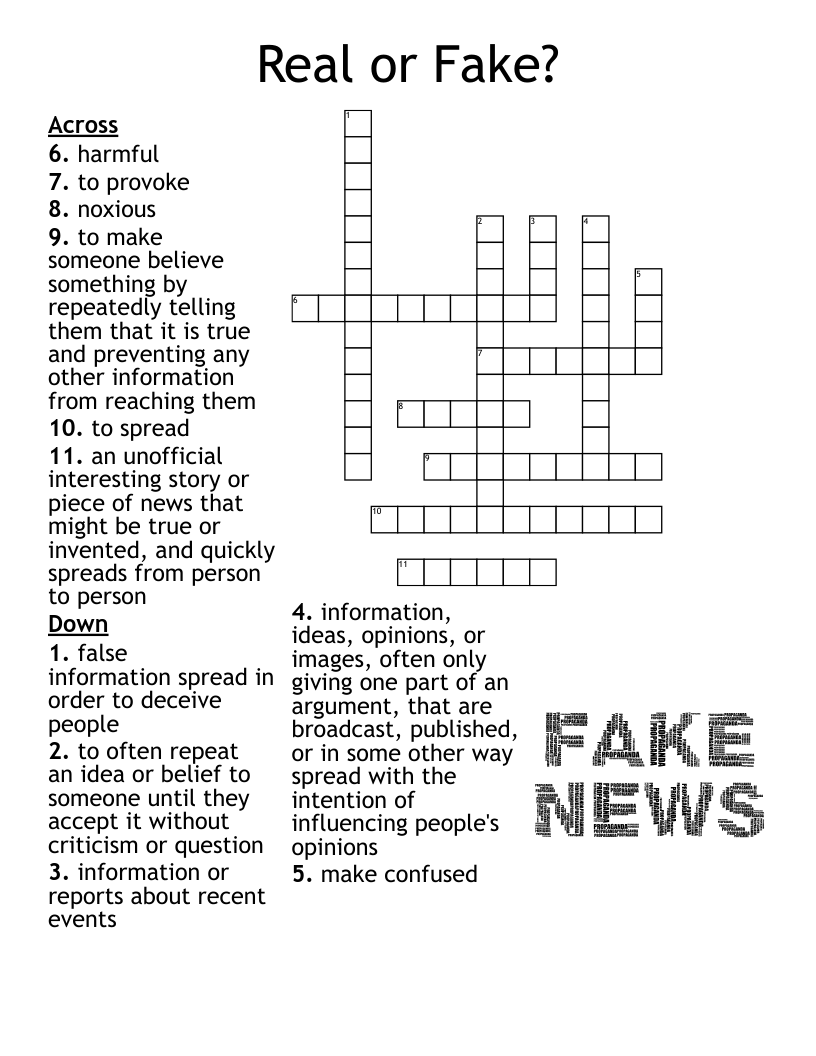 Real Or Fake Crossword WordMint