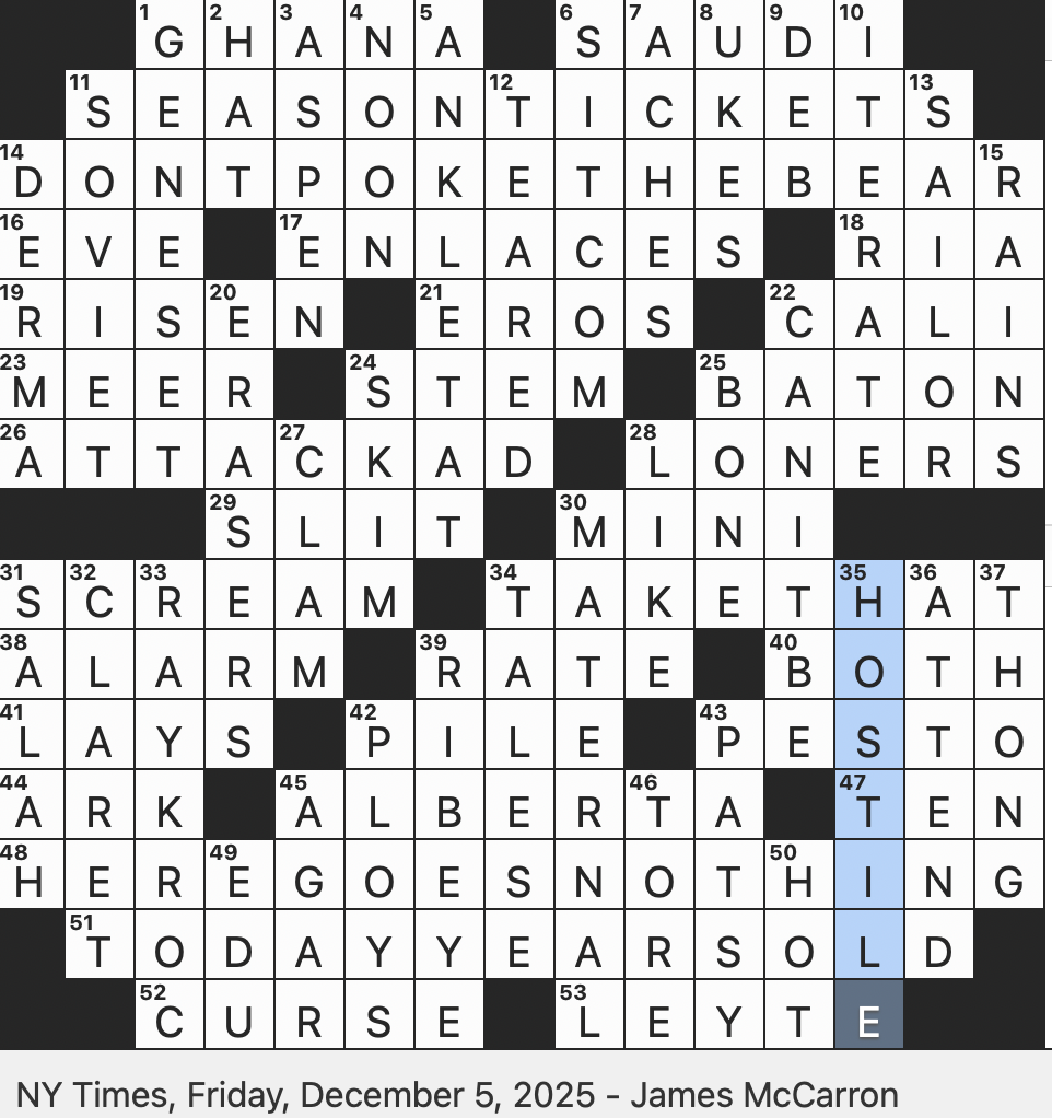 Rex Parker Does The NYT Crossword Puzzle 1944 Pacific Battle Site FRI 12 5 25 Home To Kotoka International Airport Age At Which You Just Learned Something You Should Have Realized