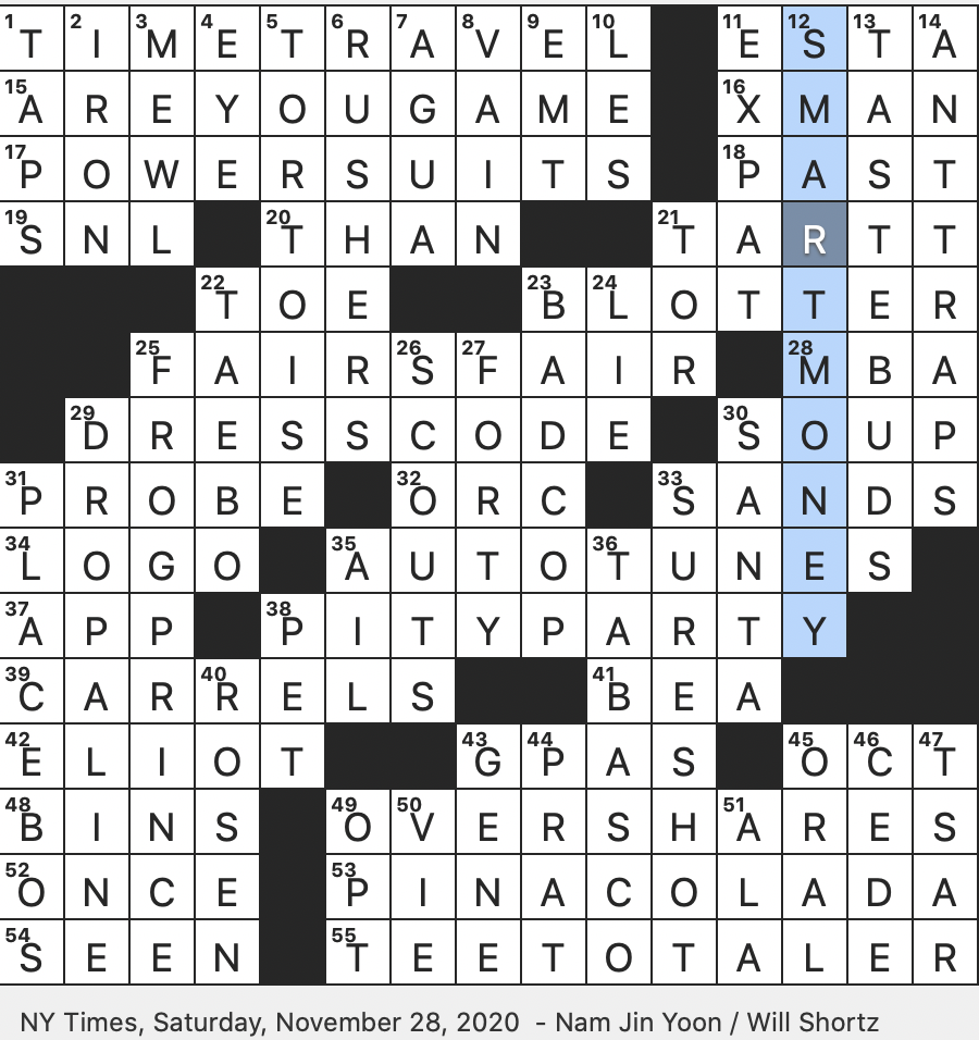 Rex Parker Does The NYT Crossword Puzzle Beer Purchase In Large Bottle Informally SAT 11 28 20 Liquido Vital 80s Work Wear With Shoulder Pads Fabled Beneficiary Of Nap Air Traveler In Early Winter