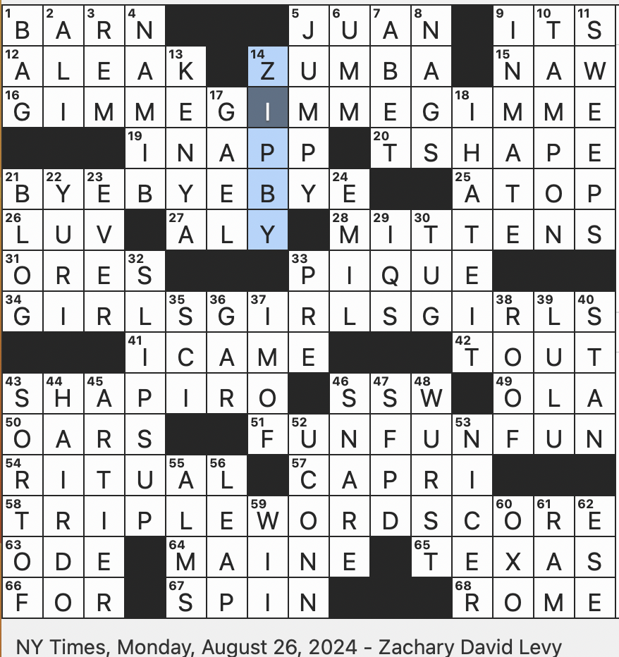 army shirt nyt crossword