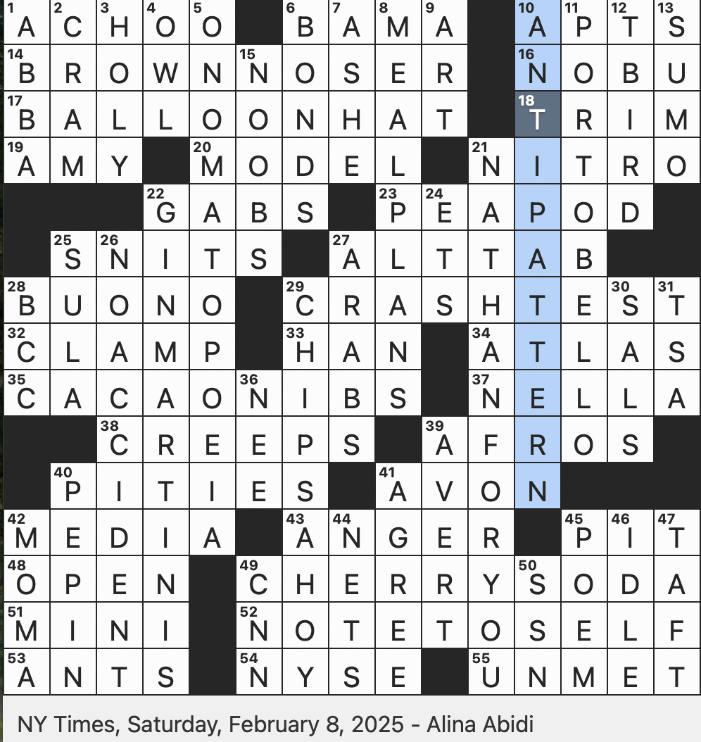 high point of hospitality crossword clue