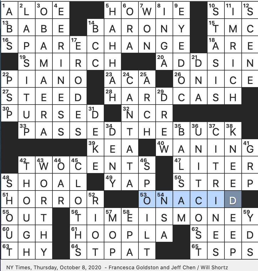 Rex Parker Does The NYT Crossword Puzzle Gemstones Resembling Topaz THU 10 8 20 Benjamin Franklin Adage Much litigated 2010 Law For Short How Lennon Wrote Opening Lines Of I Am The Walrus
